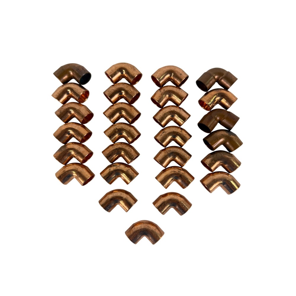 NIBCO 1/2" Nominal 90 Degree Copper Elbow Fittings 5/8 ID Plumbing Lot of 27